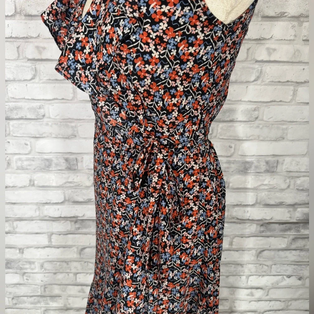 Max Studio Red and Black Asymmetrical Wrap Midi Sundress XS - Picture 4 of 13